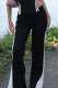Black And White Casual Patchwork Contrast Loose Mid Waist Wide Leg Patchwork Bottoms