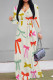 White Elegant Print Patchwork Strap Design V Neck Long Dresses