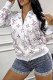 White Purple Casual Letters Patchwork Zipper Zipper Collar Outerwear