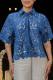Blue Sexy Solid Color Lace Hollow Out Buckle Patchwork Turndown Collar Tops