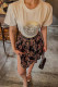White Casual Street Geometric Print Patchwork Contrast O Neck Short Sleeve Two Pieces