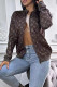 Coffee Casual Letters Patchwork Zipper Zipper Collar Outerwear