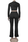 Pink Casual Solid Color Lace Up Patchwork Zipper Zipper Collar Long Sleeve Two Pieces