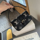 Black Casual Street Letters Patchwork Contrast Embossed Bags