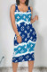 Blue Sexy Gradient Print Letters Contrast U Neck Printed Dresses