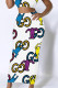 White Casual Street Letter Print Contrast Regular High Waist Full Print Bottoms