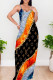 Blue Orange Sexy Print Patchwork Backless Spaghetti Strap Sling Dresses