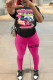 Black Casual Print Patchwork O Neck Short Sleeve Two Pieces