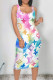 Colour Sexy Gradient Print Letters Contrast U Neck Printed Dresses