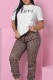 White Casual Print Basic O Neck Short Sleeve Two Pieces