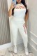 White Casual Letter Print Basic O Neck Short Sleeve Two Pieces