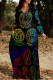 Black Casual Figure Print Letters Pocket Contrast V Neck Printed Dresses