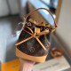 Brown Casual Daily Letters Draw String Patchwork Contrast Bags