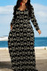 Black Yellow Casual Print Patchwork O Neck Long Dresses