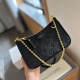 Black Casual Daily Letters Chains Zipper Embossed Bags