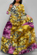Multi-color Elegant Letters Chain print Lace Up O Neck Printed Dresses