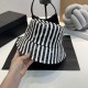 Black Casual Street Stripe Letters Patchwork Contrast Hat