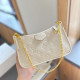 White Casual Daily Letters Chains Zipper Embossed Bags