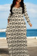 Yellow Casual Print Patchwork O Neck Long Dresses
