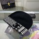 Black Casual Street Letters Weave Contrast Hat