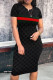 Black Casual Letters Patchwork O Neck Wrapped Skirt Dresses