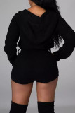 Red Sexy Solid Color Patchwork Strap Design Zipper Zipper Collar Regular Rompers