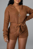 Red Sexy Solid Color Patchwork Strap Design Zipper Zipper Collar Regular Rompers
