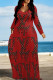 Red Casual Letters Patchwork O Neck Long Dresses