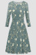 Light Cyan Elegant Print Patchwork O Neck A Line Dresses
