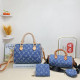 The cowboy blue Casual Street Letters Patchwork Zipper Contrast Bags