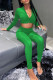 Green Casual Solid Color Patchwork Zipper Zipper Collar Long Sleeve Two Pieces