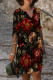 Black Red Elegant Print Patchwork V Neck Long Dresses