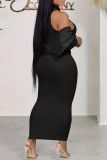 Orange Casual Solid Color Basic Half A Turtleneck Long Sleeve Two Pieces