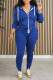 Royal Blue Casual Solid Color Patchwork Zipper Hooded Long Sleeve Two Pieces