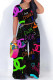 Black Casual Letters Patchwork O Neck Short Sleeve Two Pieces