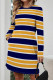 Yellow Casual Leopard Print Stripe Pocket Contrast O Neck Printed Dresses