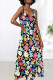 Multicolor Sexy Print Patchwork Backless Spaghetti Strap Sling Dresses