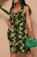 Army Green Sexy Letters Patchwork U Neck Wrapped Skirt Dresses