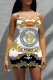 White Gold Sexy Letters Patchwork Backless Spaghetti Strap Sling Dresses