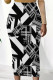 Black And White Casual Floral Print Letters Contrast Regular High Waist Full Print Bottoms