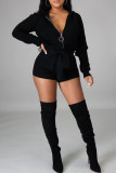Red Sexy Solid Color Patchwork Strap Design Zipper Zipper Collar Regular Rompers