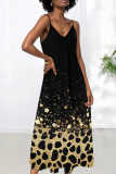 Multicolor Sexy Print Patchwork Backless Spaghetti Strap Sling Dresses