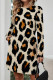Beige Casual Leopard Print Stripe Pocket Contrast O Neck Printed Dresses