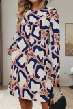 Yellow Casual Leopard Print Stripe Pocket Contrast O Neck Printed Dresses