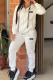 White Casual Street Letters Draw String Patchwork Zipper Embossed Hooded Long Sleeve Two Pieces