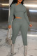 Grey Casual Solid Color Patchwork Asymmetrical Collar Skinny Jumpsuits