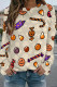 Apricot Casual Street Graffiti Print Contrast O Neck Tops
