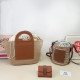 Orange Brown Casual Vacation Letters Patchwork Contrast Embossed Bags