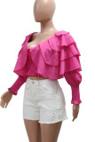 Green Street Solid Color Patchwork Ruched Strap Design V Neck Tops