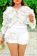 White Street Solid Color Patchwork Ruched Strap Design V Neck Tops